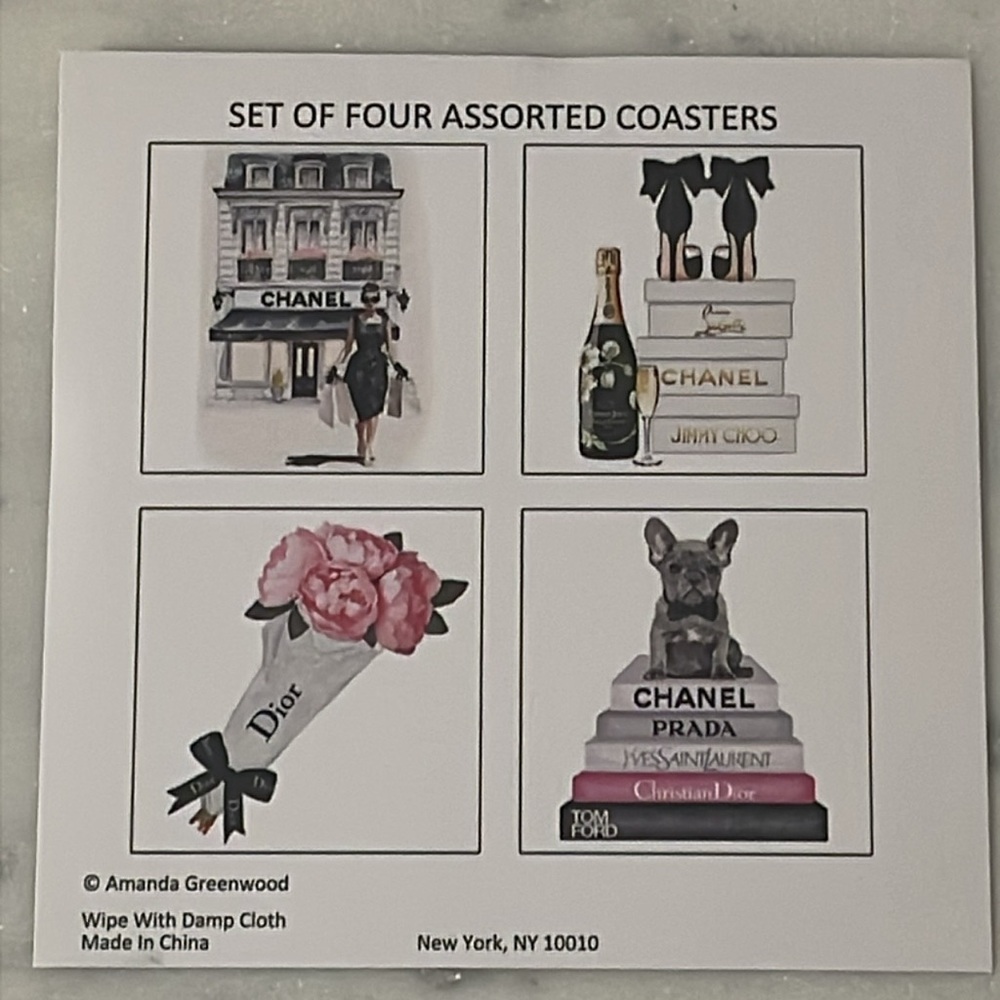 Set of 4 Assorted Coasters - Designer Inspired Art by Amanda Greenwood 🎁 - Picture 6 of 7